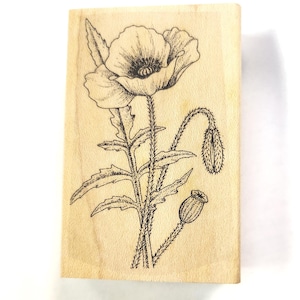 Timbro in gomma con fiori di papavero P35