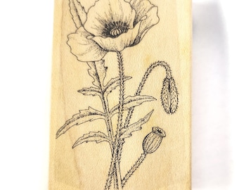 Poppy flowers rubber stamp P35