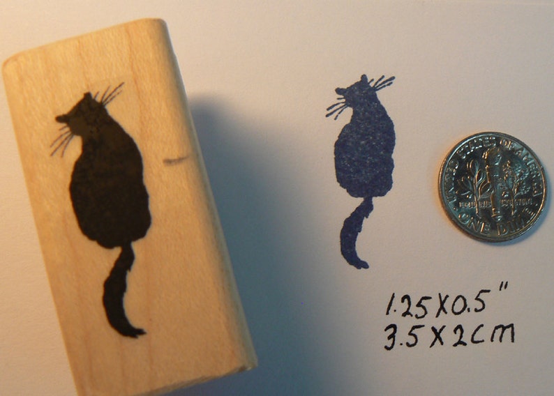 Silhouette cat mini rubber stamp P5