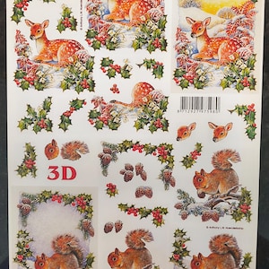 Esquilos e veados vintage, arte 3D de corte de papel - fabricação de cartões comemorativos