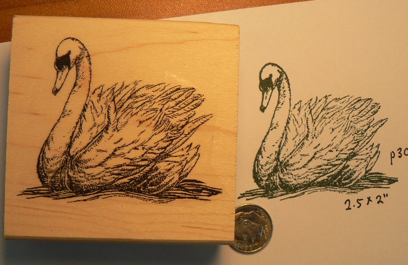 P30 Swan Rubber Stamp WM Deep Etched Etsy