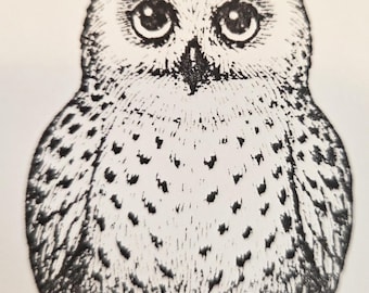 Snow owl rubber stamp