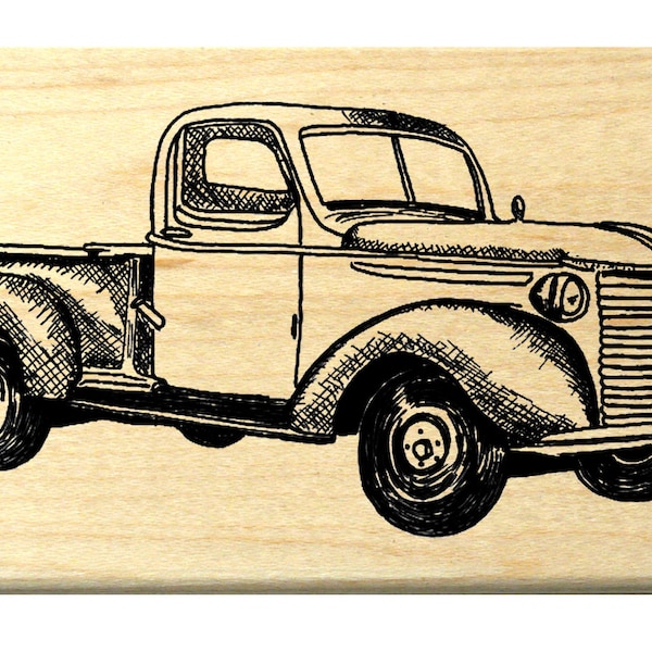 P118  Classic Pick up truck rubber stamp