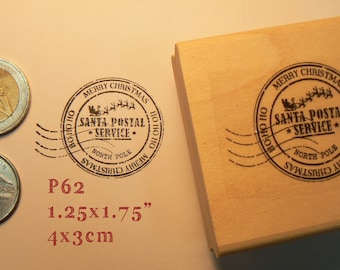 Santa Postmark - Ho Ho Ho rubber stamp P62