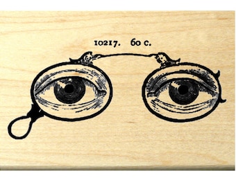 P120 Eye glasses, spectacles rubber stamp, vintage