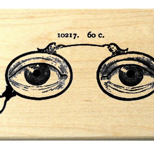 P120 Eye glasses, spectacles rubber stamp, vintage