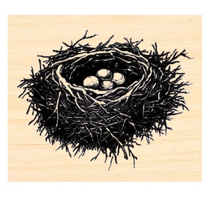 P137 Nido de pájaros con sello de goma de huevos