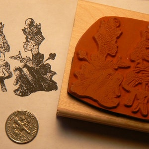 Alice in Wonderland's with chess queens rubber stamp WM P50 image 2