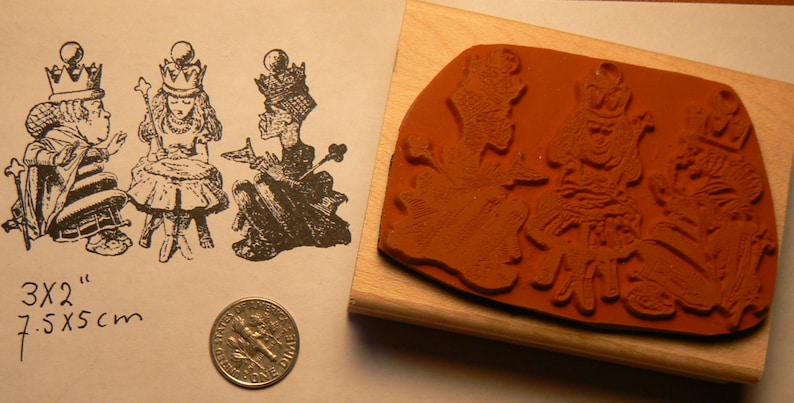 Alice in Wonderland's with chess queens rubber stamp WM P50 image 2