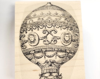 Carimbo de borracha de balão de ar quente vintage WM P18