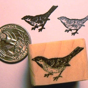 P24 Sparrow bird rubber stamp miniature
