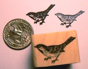 P24 Sparrow bird rubber stamp miniature