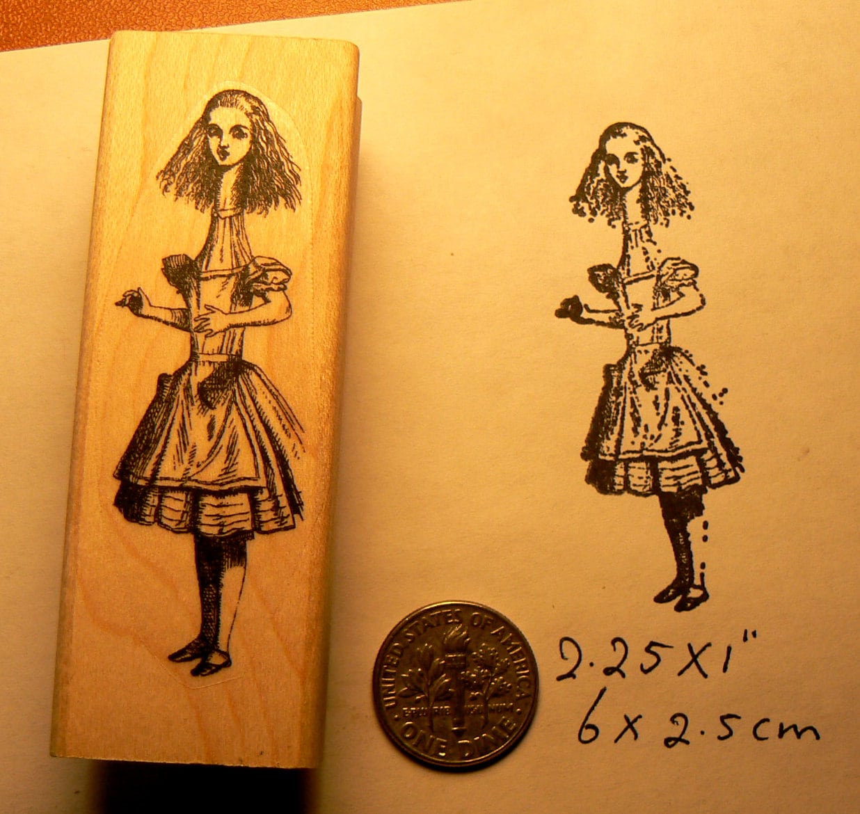 Alice in Wonderland tall rubber stamp WM P50