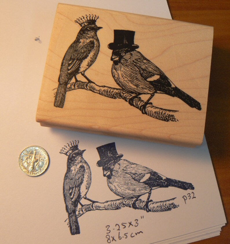 Royal Birds Rubber Stamp Bird With Crown and Top Hat P32 Etsy