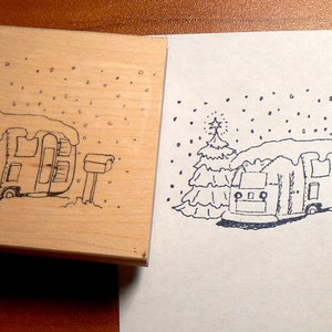 Trailer Christmas rubber stamp WM P22