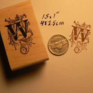 P22 Letter W monogram rubber stamp WM