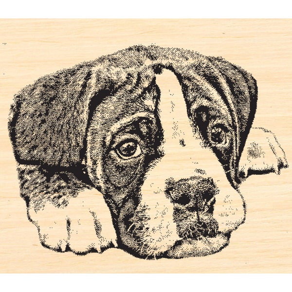 P126 Boxer puppy dog rubber stamp