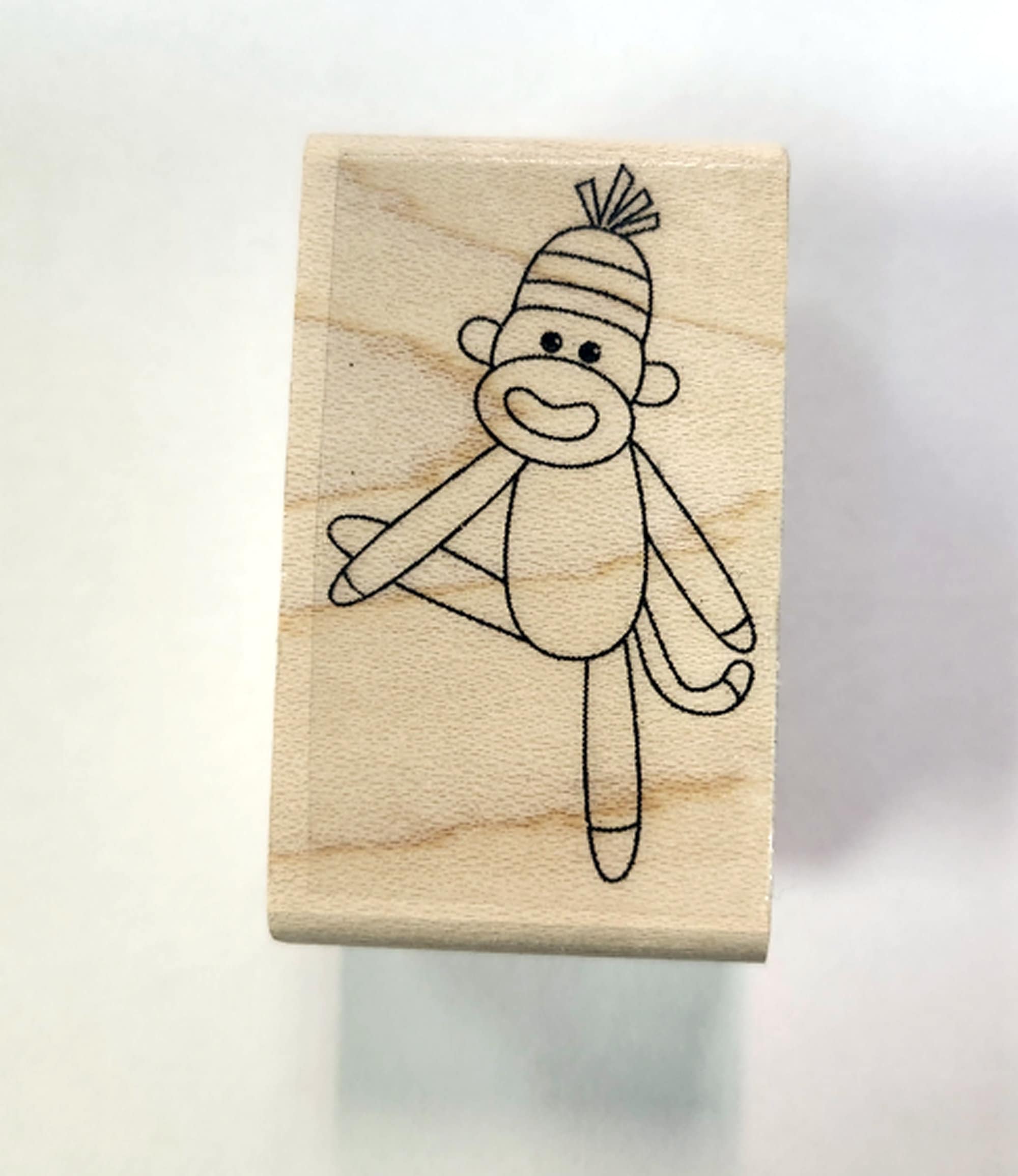 P17 Sock Monkey Rubber Stamp WM - Etsy