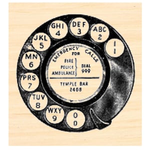 P24 Timbro in gomma con quadrante telefonico retrò in miniatura, miniatura 0,8x0,8