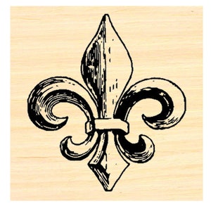 Tampon en caoutchouc Fleur de lys monté sur bois P34