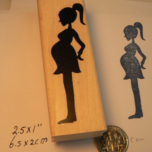 pregnancy rubber stamp WM silhouette style P17