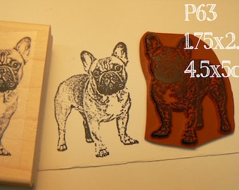 P63 French bulldog rubber stamp