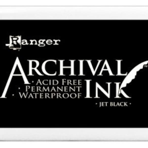 Archival ink Jet Black stamp pad, great for printing on fabric