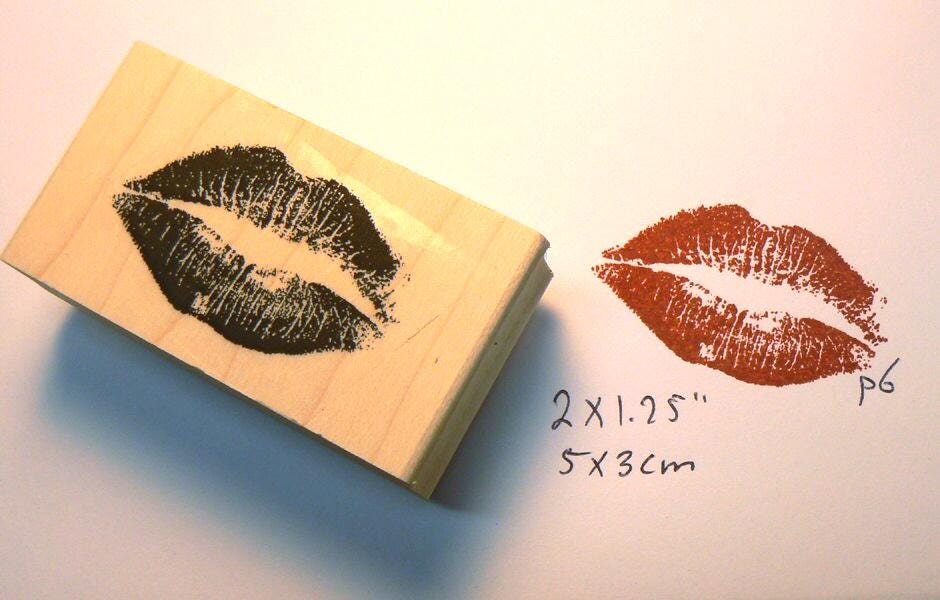 Kiss Rubber Stamp 1.8x1.1 Inches P6 - Also Available in Clear Un