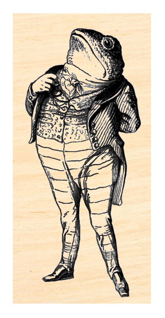 P124 Frog in clothing vintage style rubber stamp Etsy