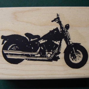 Harley style motorcycle line art rubber stamp WM 2.4x1.5  P20