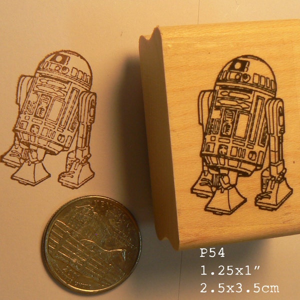 P54 R2D2 robot line art rubber stamp