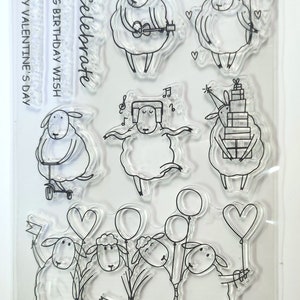 Schäfchen-Set - Happy Birthday - klare Gummistempel