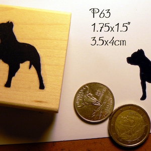 P63 Pit-bull dog silhouette rubber stamp