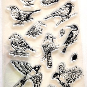 Birds - clear rubber stamp  6x4"