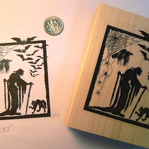 Halloween witch rubber stamp P35
