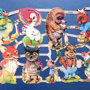 Troqueles de papel con animales antiguos: papel alemán troquelado con relieve 7054