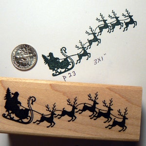 Santa Claus with sled rubber stamp P23