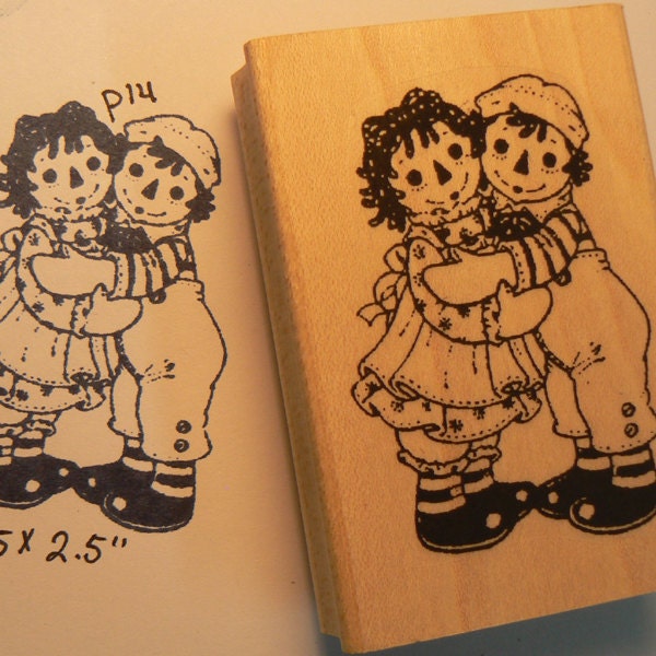 Large sized 2x3" Raggedy Ann - Andy rubber stamp P14