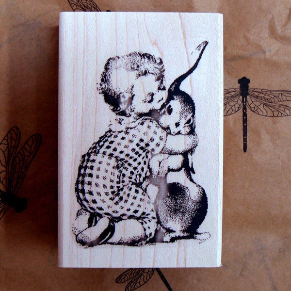 Easter Bunny kiss rubber stamp P9