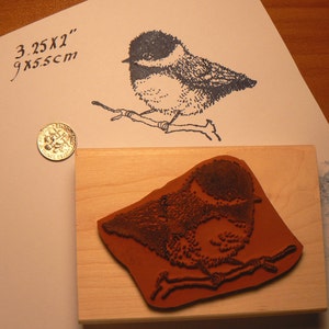 Chickadee bird rubber stamp WM P3