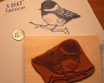 Chickadee bird rubber stamp WM P3