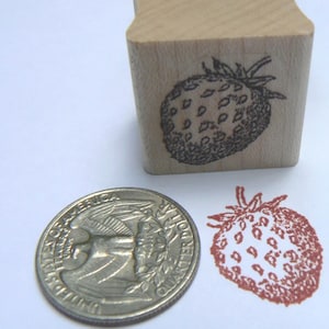 P24 miniature strawberry rubber stamp 0.7x0.8 WM