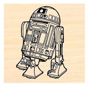 Sello de goma con diseño de línea de robot P54 R2D2