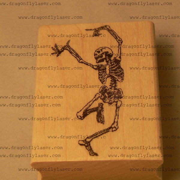 P39  Dancing skeleton rubber stamp WM