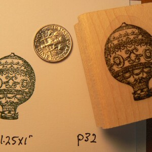 Miniatuur Vintage heteluchtballonrubberstempel WM P32