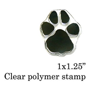 P75 Crystal clear Un mounted paw print rubber stamp