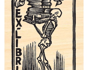 P141 Ex libris Skeleton  Rubber Stamp