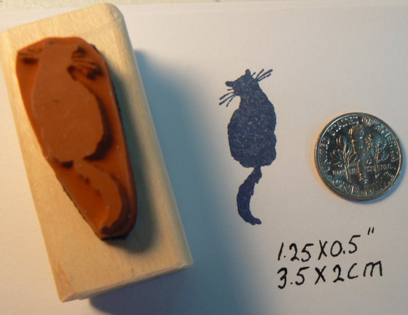 Silhouette cat mini rubber stamp P5