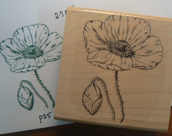 Poppy flowers rubber stamp P25