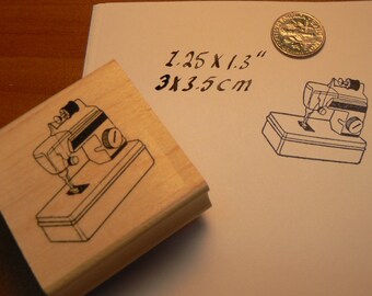 little toy sewing machine rubber stamp Wood Mounted P22